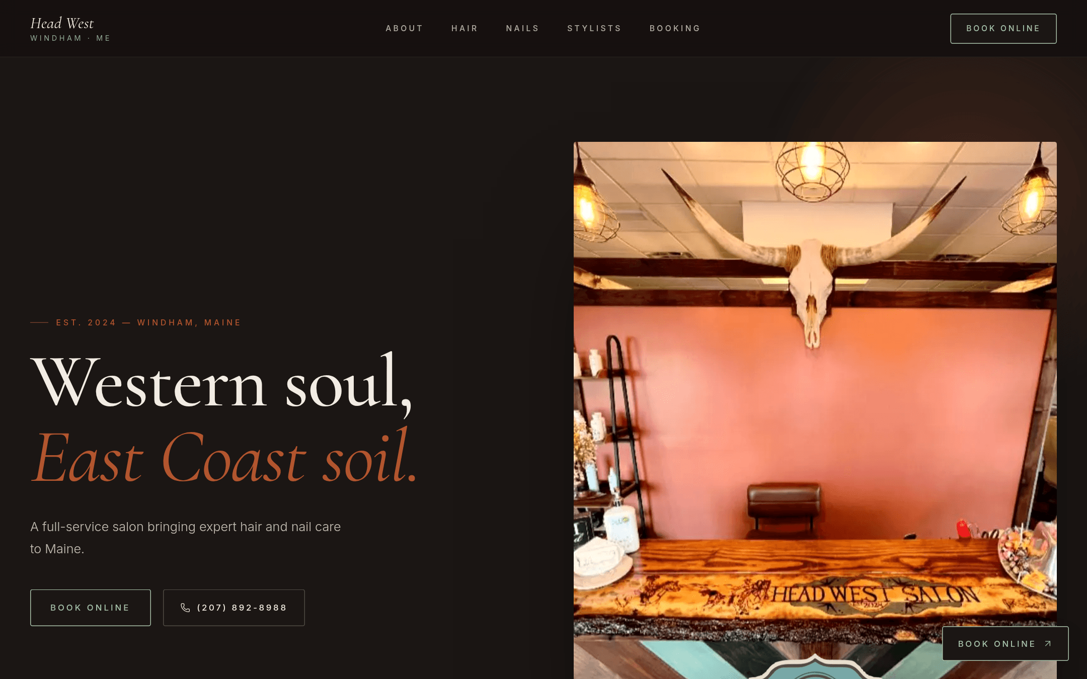 Head West Salon website